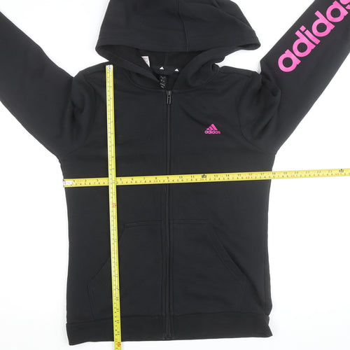 Adidas Womens Black Full Zip Hoodie XL Logo Sleeve Casual Sportswear