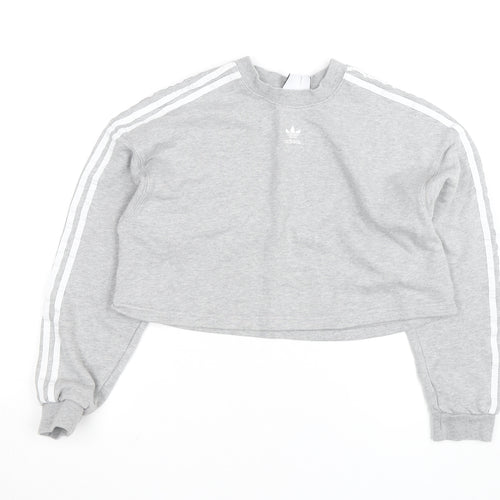 Adidas Womens Grey Cropped Pullover Sweatshirt XS