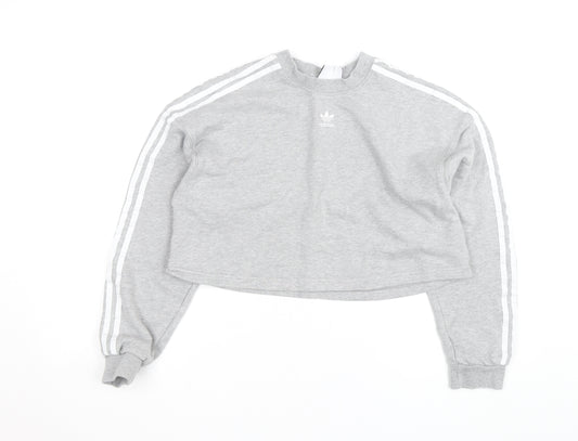Adidas Womens Grey Cropped Pullover Sweatshirt XS