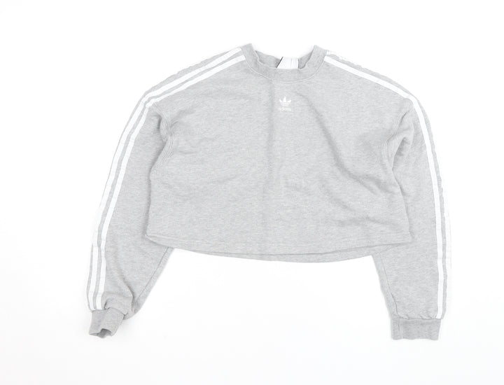 Adidas Womens Grey Cropped Pullover Sweatshirt XS