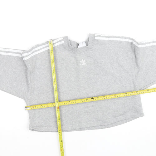 Adidas Womens Grey Cropped Pullover Sweatshirt XS