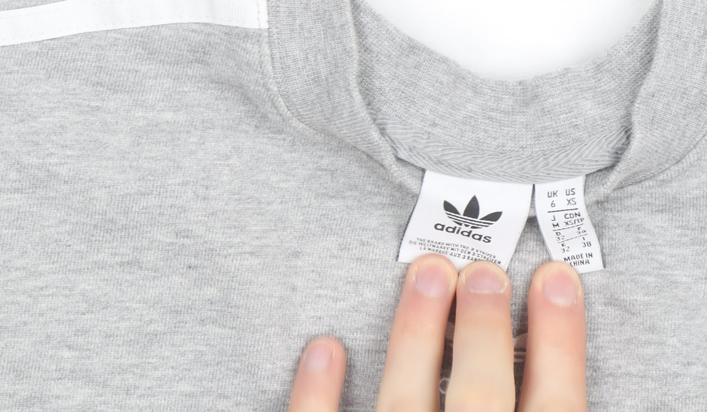 Adidas Womens Grey Cropped Pullover Sweatshirt XS