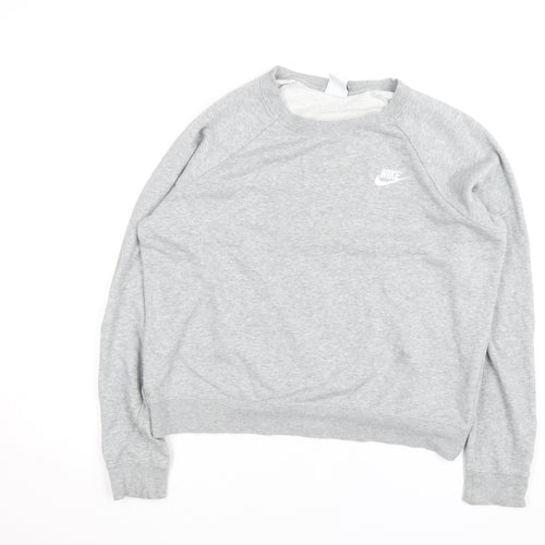 Nike Women Grey Crew Neck Pullover Sweatshirt Size M