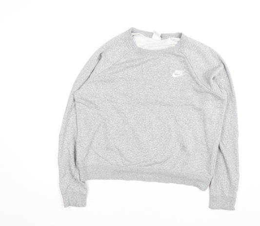 Nike Women Grey Crew Neck Pullover Sweatshirt Size M