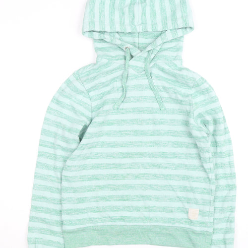 Scotch & Soda Women's Green Striped Hooded Pullover Jumper Size M