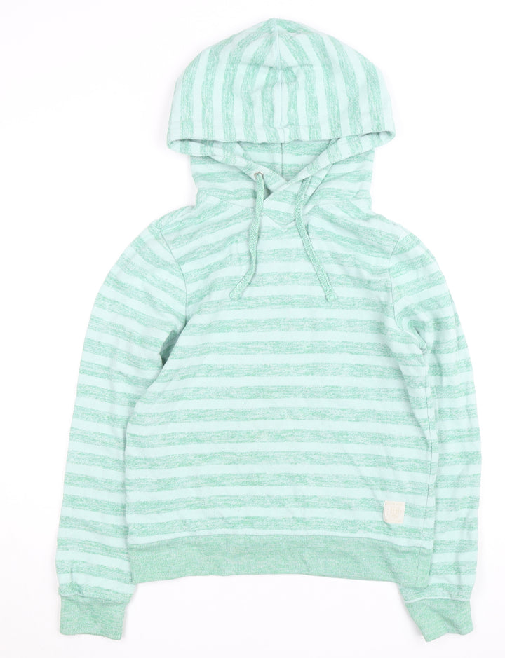 Scotch & Soda Women's Green Striped Hooded Pullover Jumper Size M
