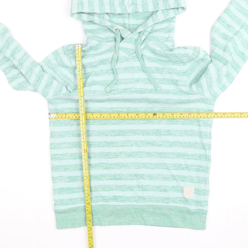 Scotch & Soda Women's Green Striped Hooded Pullover Jumper Size M