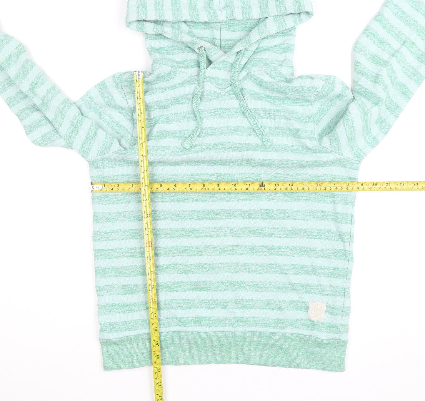 Scotch & Soda Women's Green Striped Hooded Pullover Jumper Size M