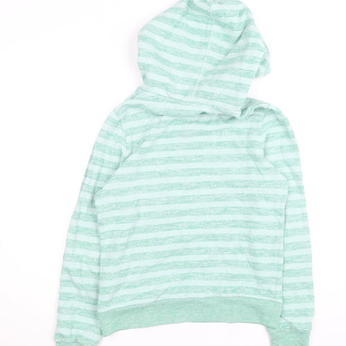 Scotch & Soda Women's Green Striped Hooded Pullover Jumper Size M