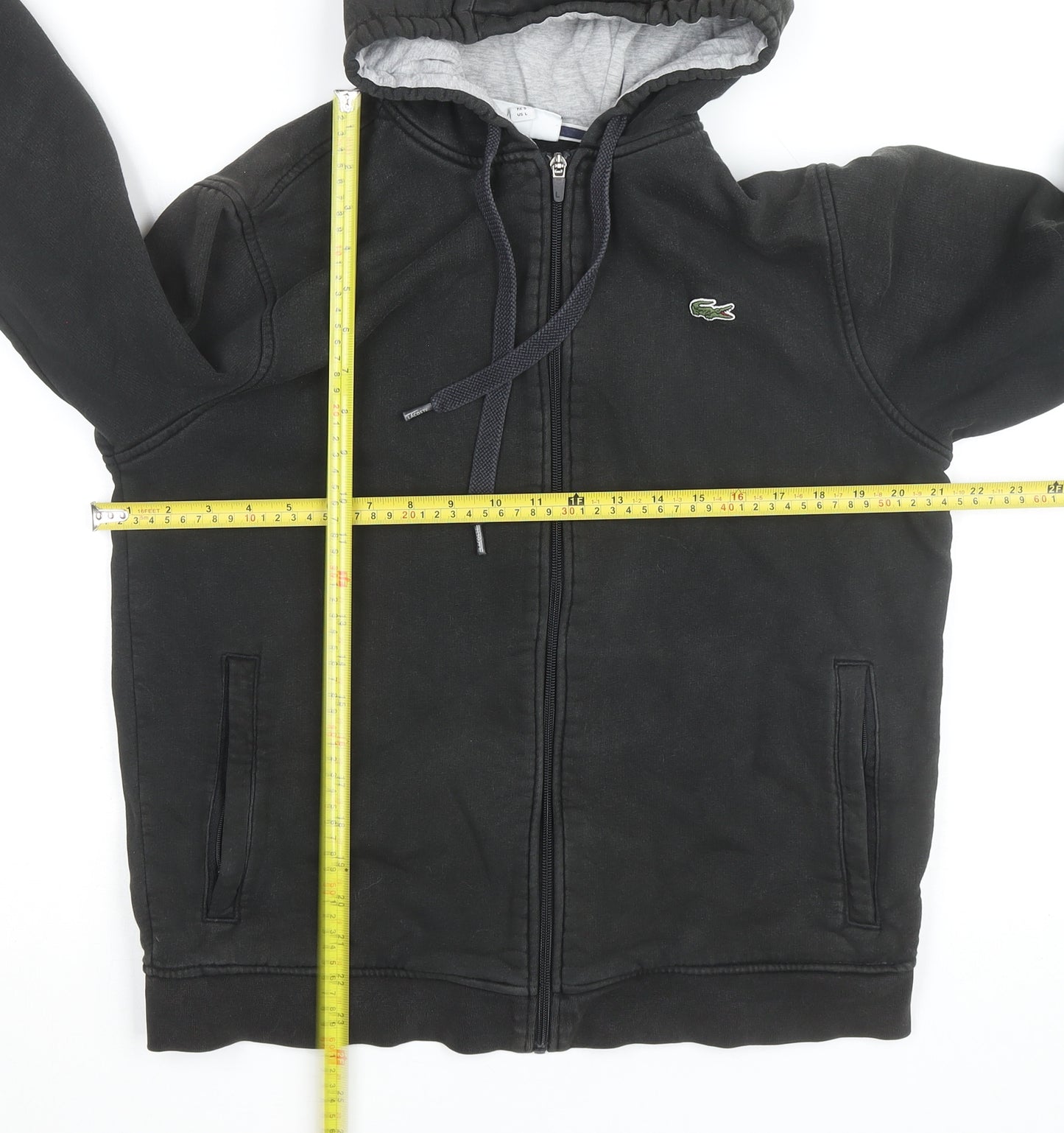 Lacoste Sport Men's Black Full Zip Hoodie Size L Regular Fit