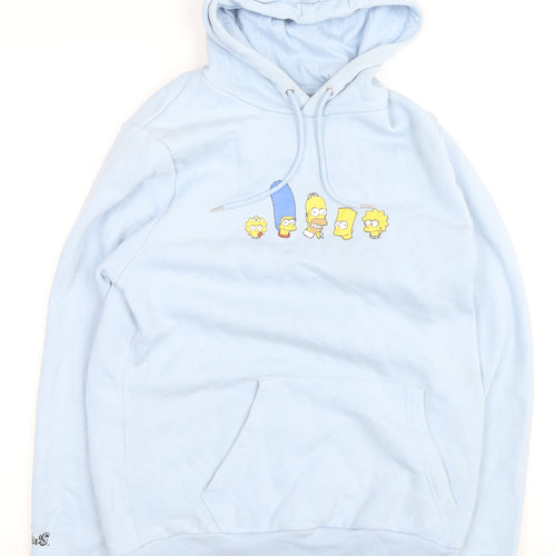 The Simpsons Mens Light Blue Hoodie L Pullover Graphic Print Cotton Blend