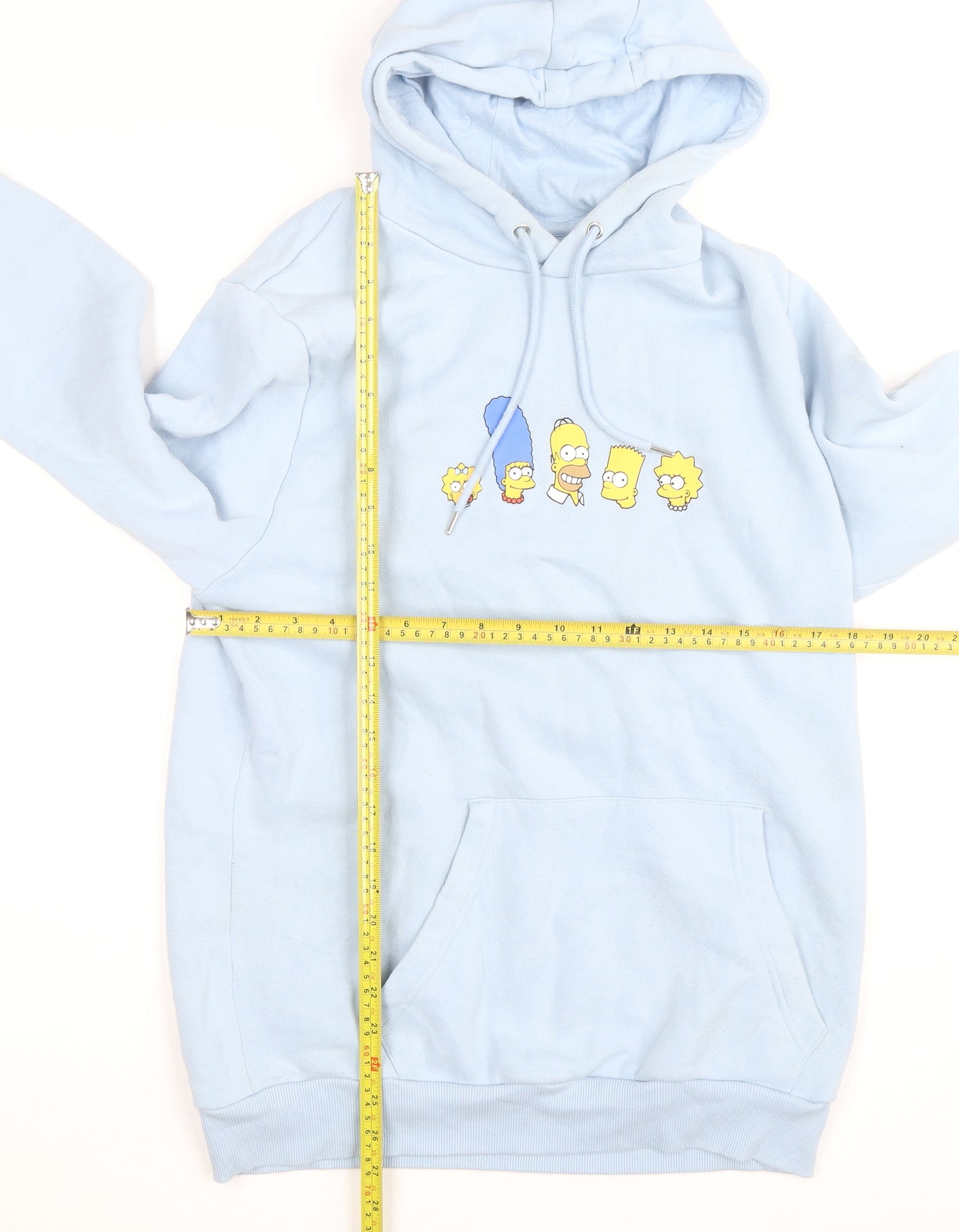The Simpsons Mens Light Blue Hoodie L Pullover Graphic Print Cotton Blend