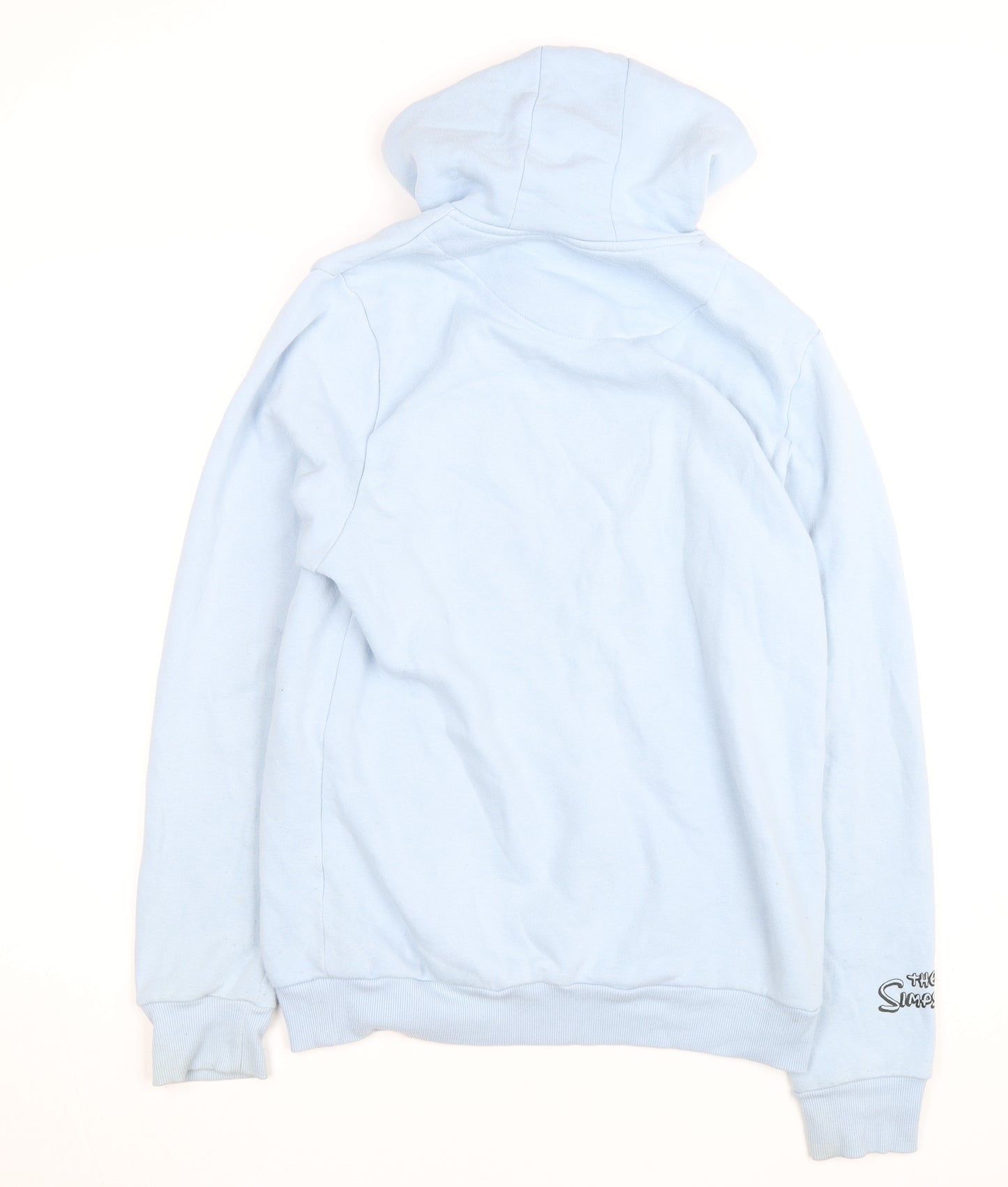 The Simpsons Mens Light Blue Hoodie L Pullover Graphic Print Cotton Blend