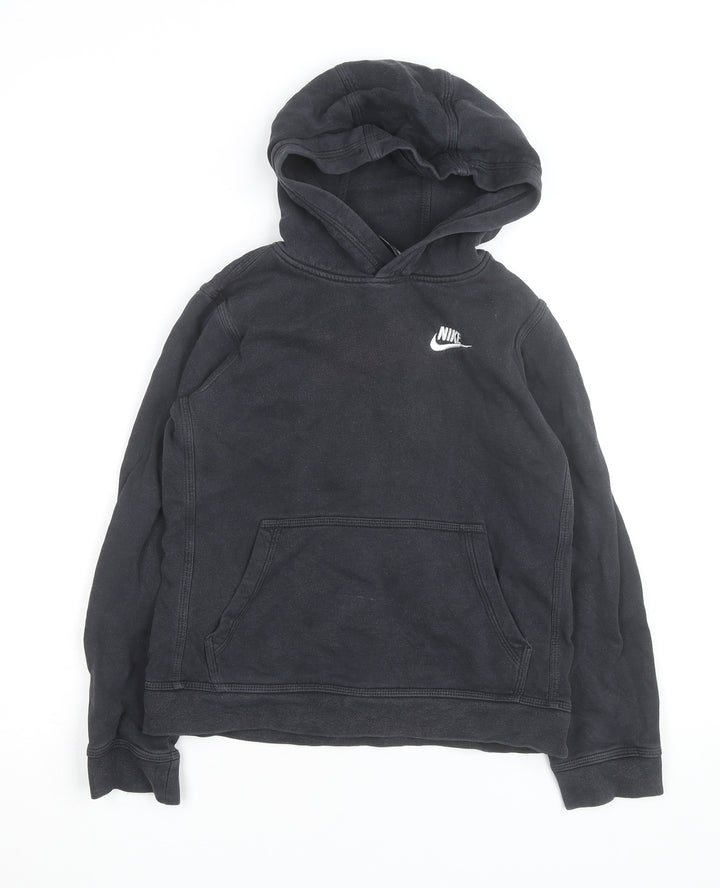 Nike Boys Black Pullover Hoodie M 10-11 Years Fleece Hooded Sweatshirt