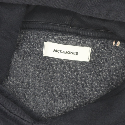 Jack & Jones Men's Blue Pullover Hoodie M Logo Sweatshirt