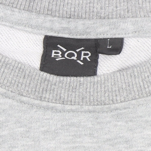 BQR Men's Grey Graphic Pullover Sweatshirt L Regular Fit