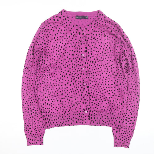 Marks and Spencer Women Purple Polka Dot Cardigan Size 12