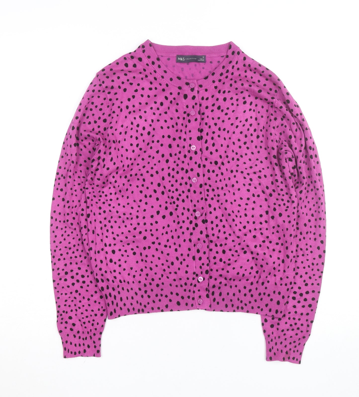 Marks and Spencer Women Purple Polka Dot Cardigan Size 12