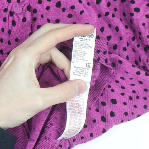 Marks and Spencer Women Purple Polka Dot Cardigan Size 12