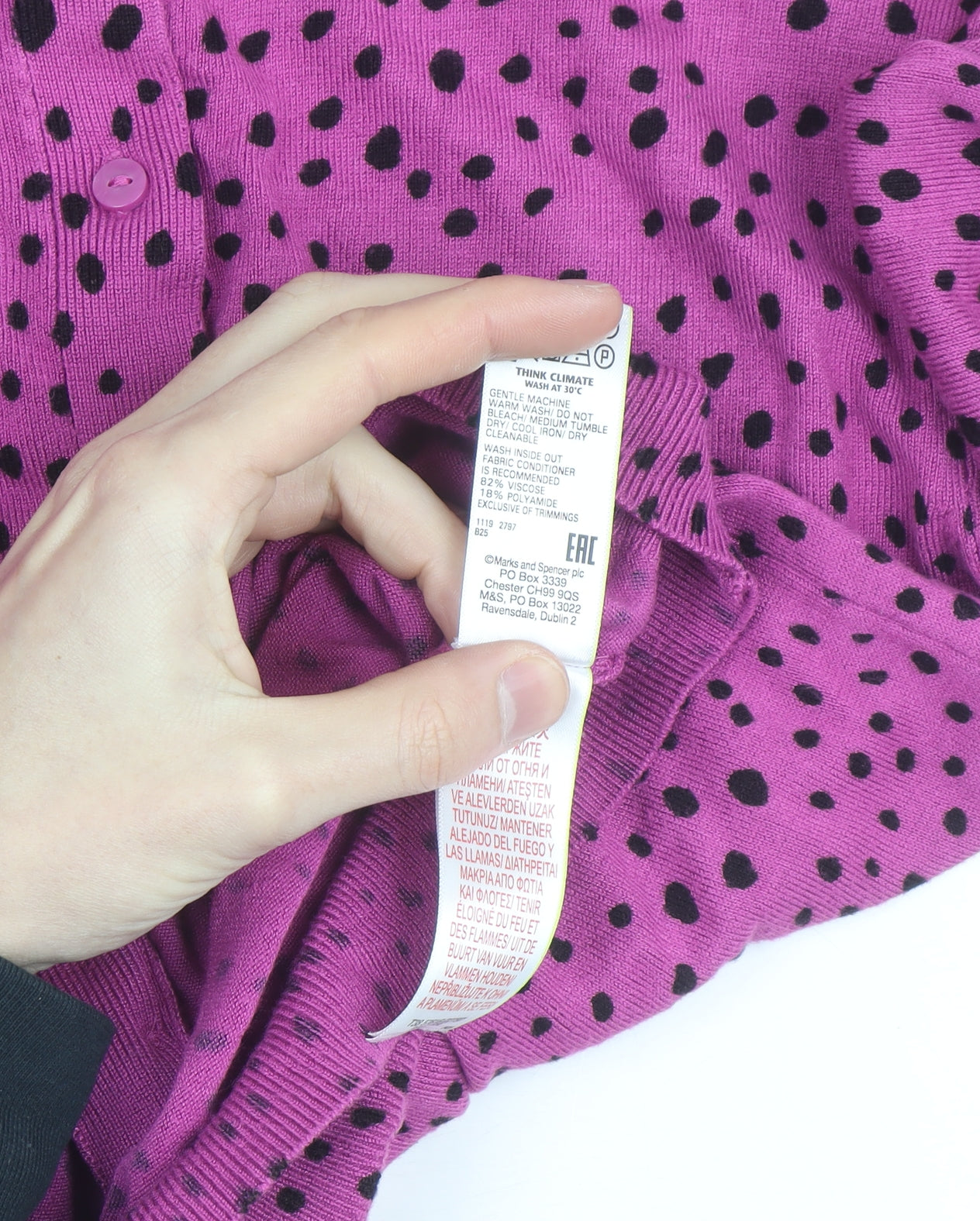 Marks and Spencer Women Purple Polka Dot Cardigan Size 12