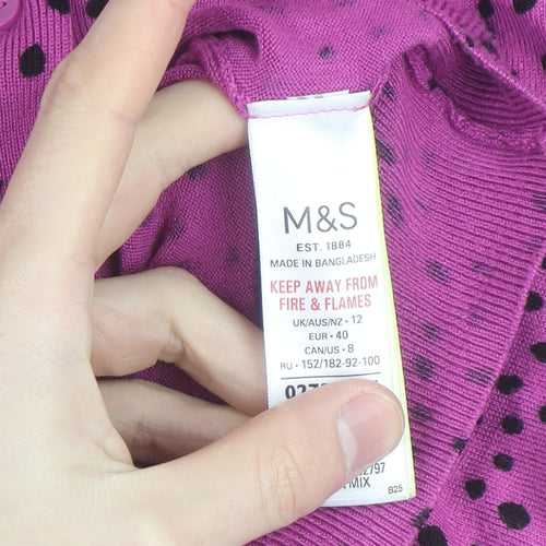 Marks and Spencer Women Purple Polka Dot Cardigan Size 12