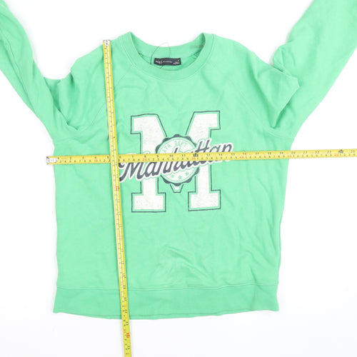 Marks and Spencer Women's Green Manhattan Graphic Sweatshirt Small