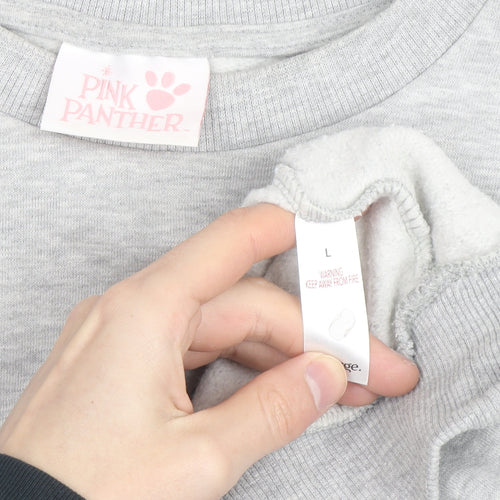 Pink Panther Women's Grey Pullover Sweatshirt Size L Save the Planet