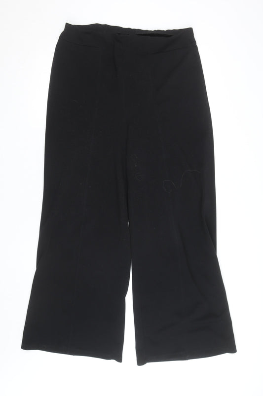 River Island Women Black Size 16 Wide-Leg Stretch Trousers