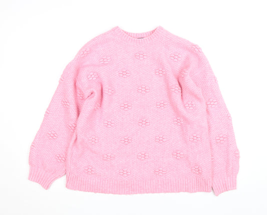 Marks and Spencer Women’s Pink Knit Crew Neck Pullover Jumper Size M