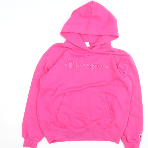 Champion Women's Pink Pullover Hoodie Large Cotton Blend Embroidered Logo