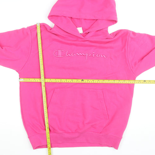 Champion Women's Pink Pullover Hoodie Large Cotton Blend Embroidered Logo