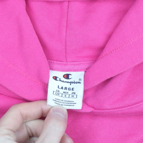 Champion Women's Pink Pullover Hoodie Large Cotton Blend Embroidered Logo