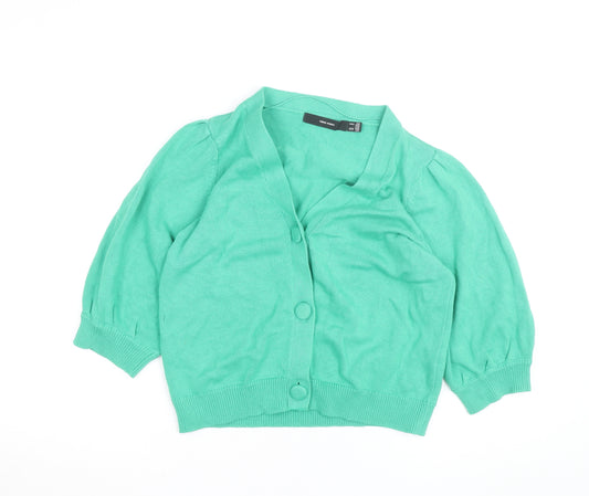 Vero Moda Women Green M Cardigan 3/4 Sleeve Button Front Knit