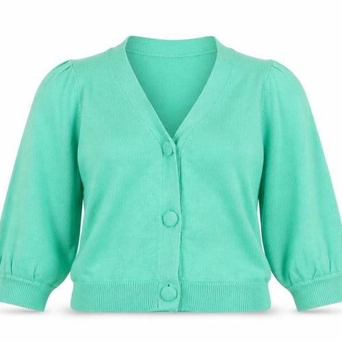 Vero Moda Women Green M Cardigan 3/4 Sleeve Button Front Knit