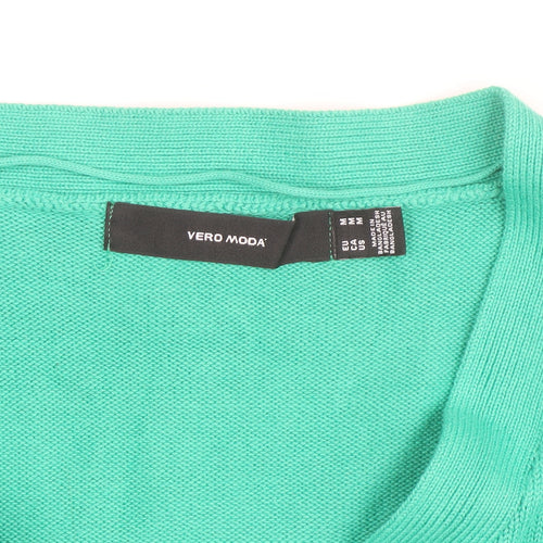 Vero Moda Women Green M Cardigan 3/4 Sleeve Button Front Knit