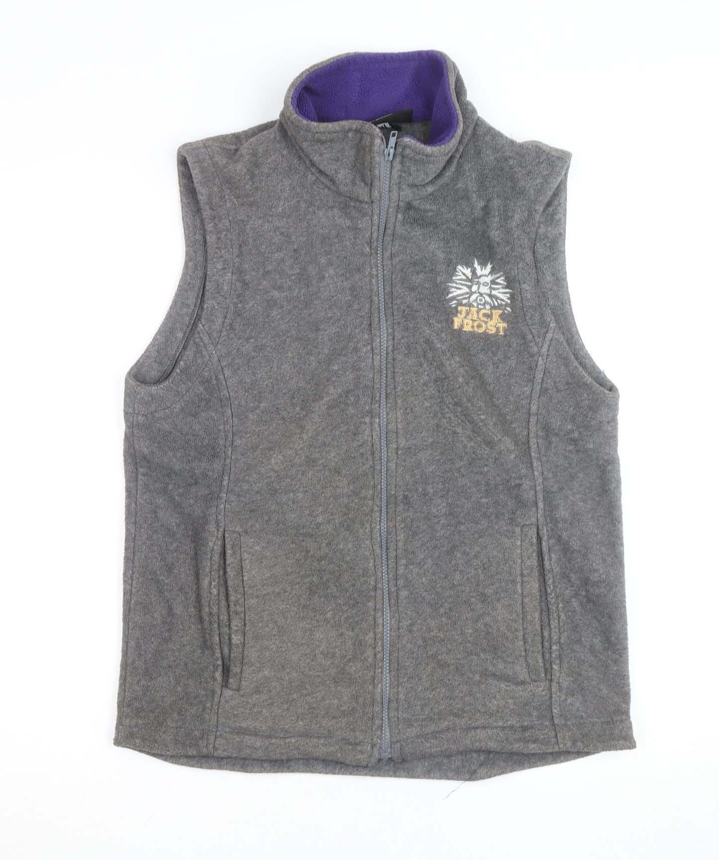 Fuller's Men's Grey Fleece Zip Vest M Embroidered Jack Frost Logo