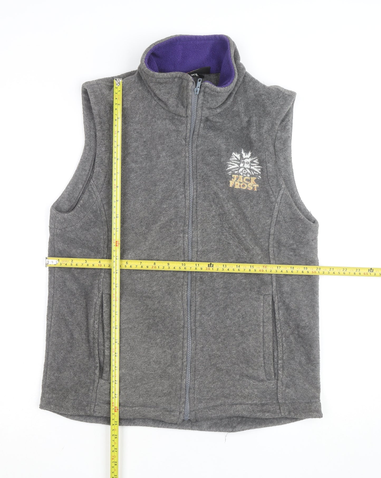 Fuller's Men's Grey Fleece Zip Vest M Embroidered Jack Frost Logo