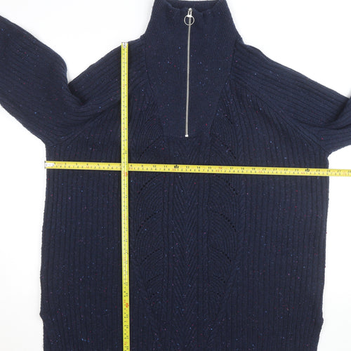 Marks and Spencer Men's Blue Half Zip Knit Jacket Size L
