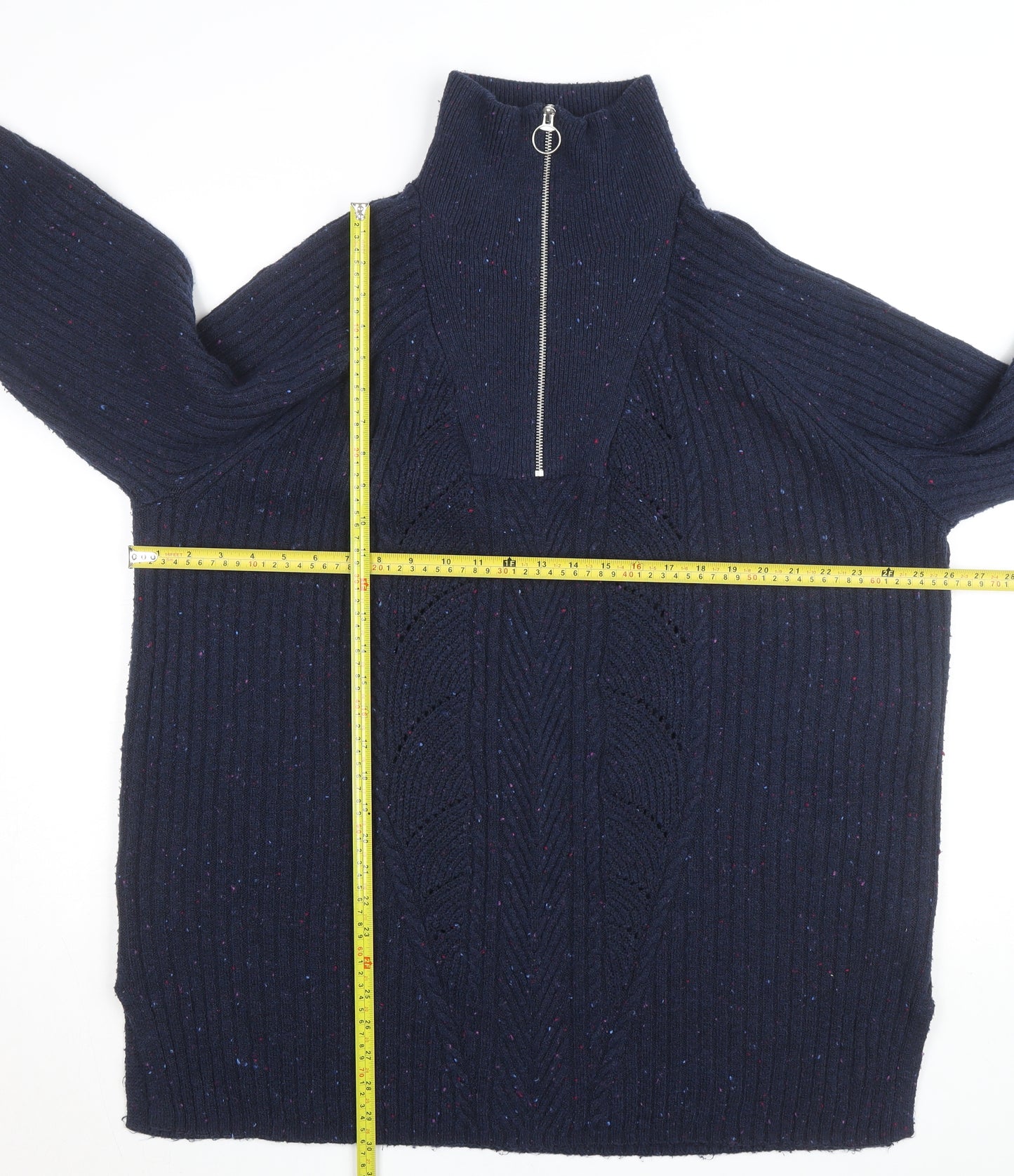 Marks and Spencer Men's Blue Half Zip Knit Jacket Size L