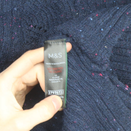 Marks and Spencer Men's Blue Half Zip Knit Jacket Size L