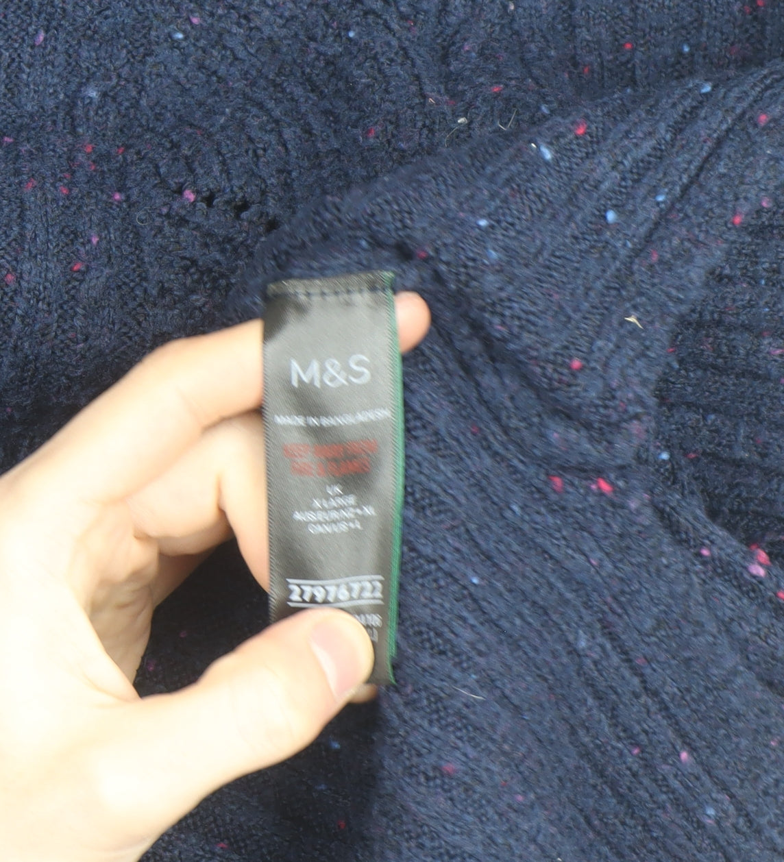 Marks and Spencer Men's Blue Half Zip Knit Jacket Size L
