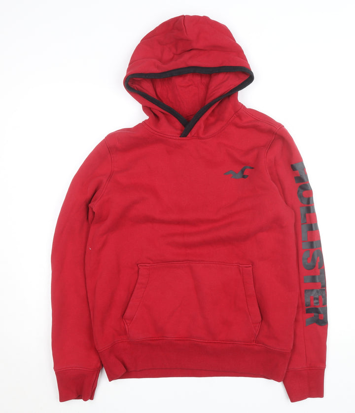 Hollister Women's Red Pullover Hoodie Medium Logo Print Casual