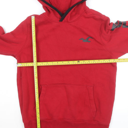 Hollister Women's Red Pullover Hoodie Medium Logo Print Casual