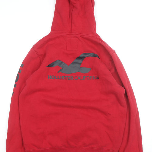 Hollister Women's Red Pullover Hoodie Medium Logo Print Casual