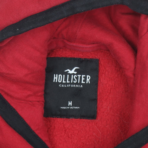 Hollister Women's Red Pullover Hoodie Medium Logo Print Casual