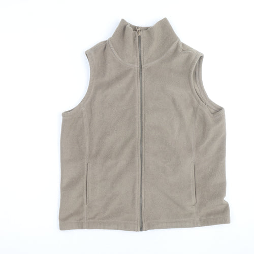 Lands' End Women's Beige Petite S Fleece Basic Jacket Full Zip