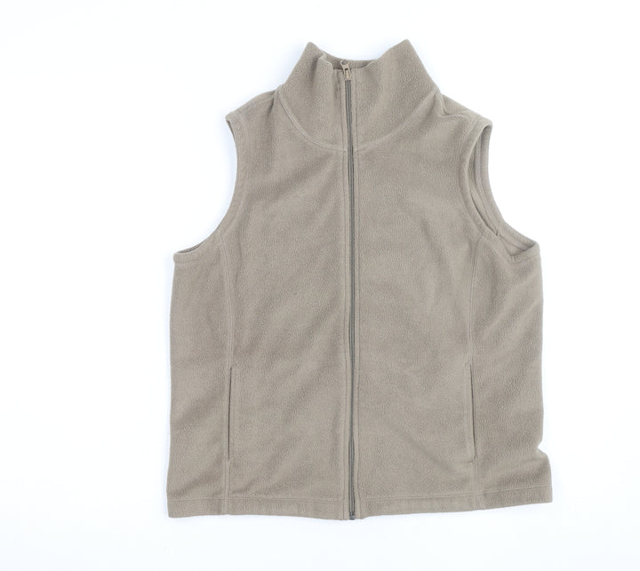 Lands' End Women's Beige Petite S Fleece Basic Jacket Full Zip