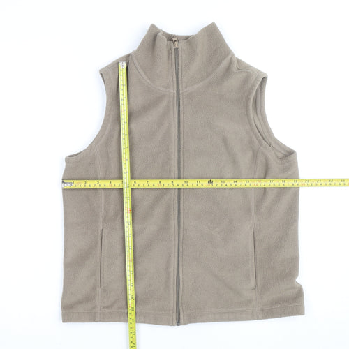 Lands' End Women's Beige Petite S Fleece Basic Jacket Full Zip