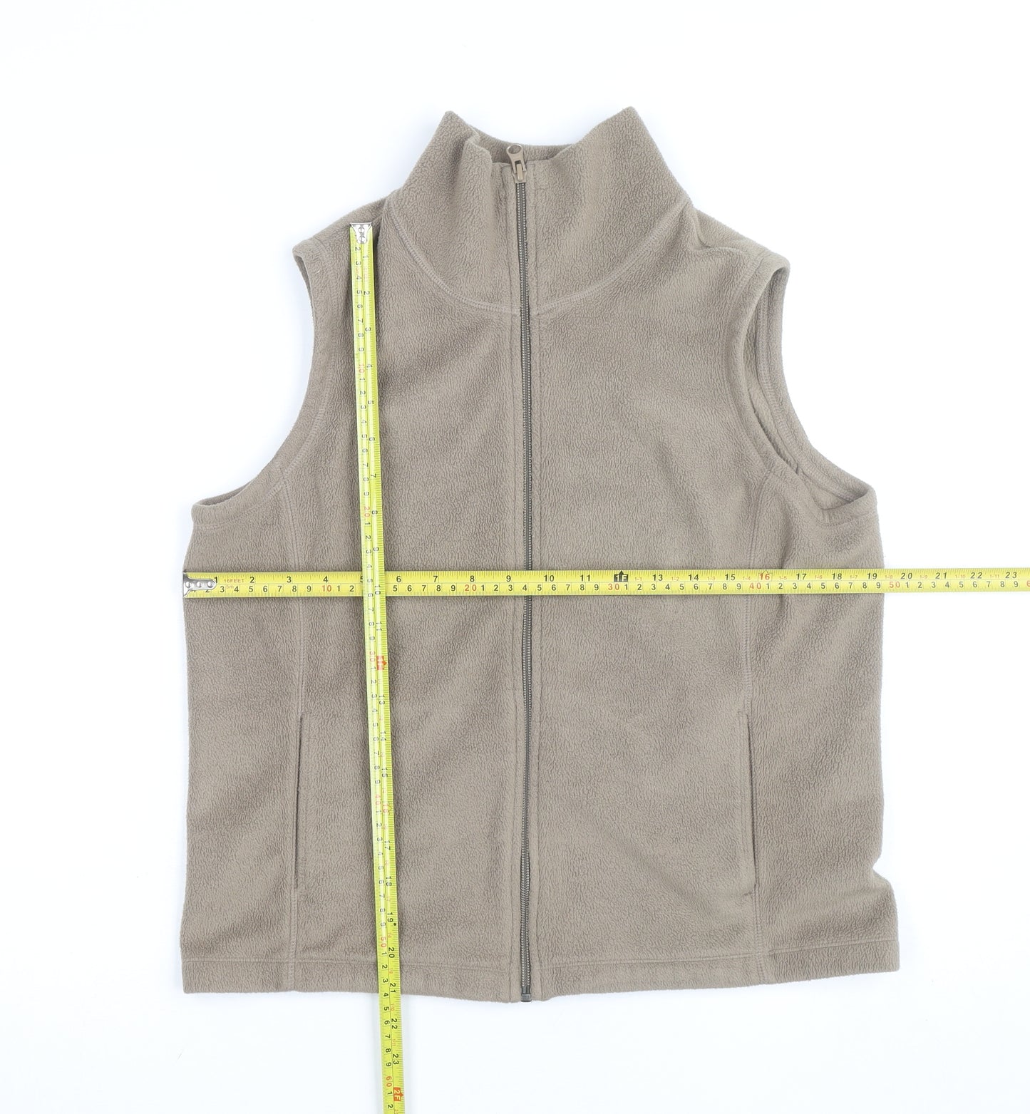 Lands' End Women's Beige Petite S Fleece Basic Jacket Full Zip