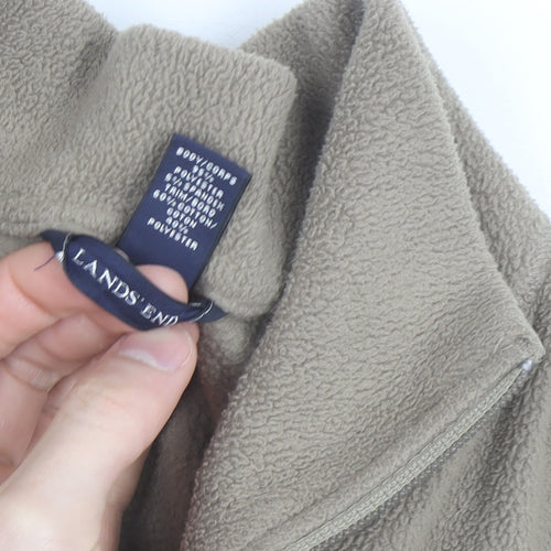 Lands' End Women's Beige Petite S Fleece Basic Jacket Full Zip